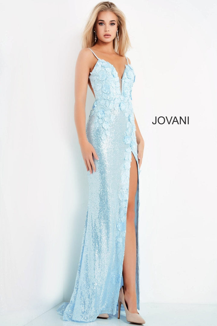 Sequin Fitted Sleeveless Slit Gown by Jovani 1012