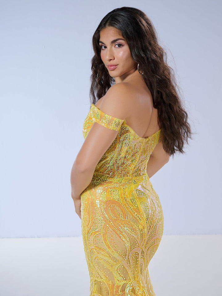 Sequin Off Shoulder Mermaid Dress by Tiffany Designs 16224