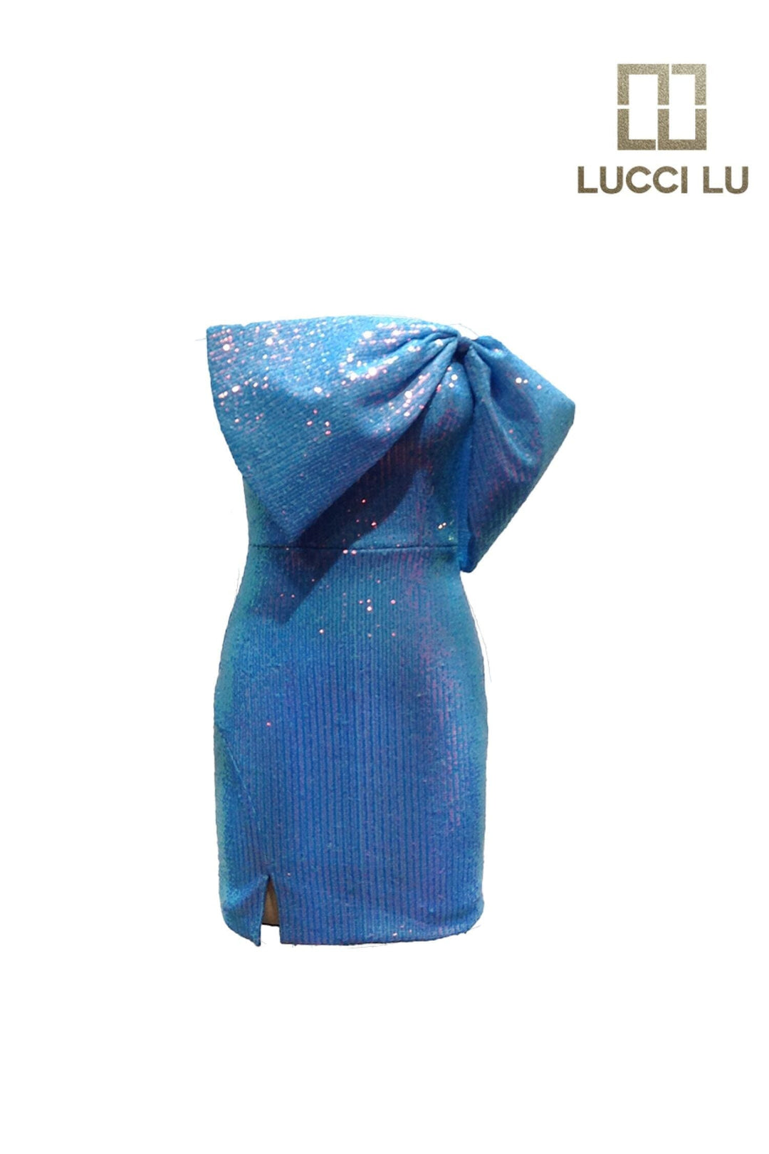Sequin Short Bow Shoulder Dress by Lucci Lu 4189 – ABC Fashion