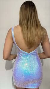Sequin Short V-Neck Fringe Dress by Jovani 220410