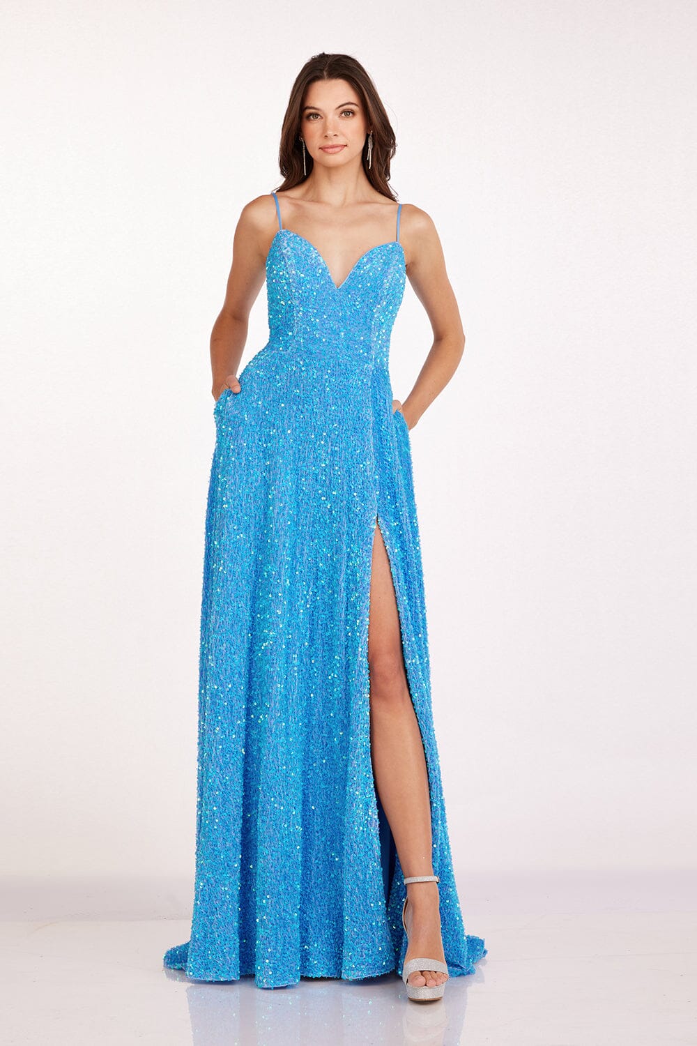 Sequin Sleeveless A-line Slit Gown by Abby Paris 90247 ABC Fashion Sequin Sleeveless A-line Slit Gown by Abby Paris 90247 ABC Fashion