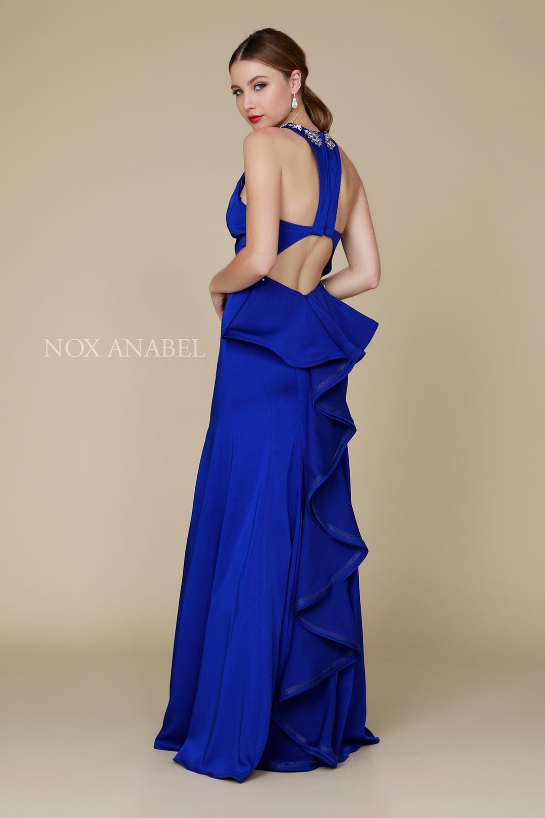 Sexy Beaded V-Neck Mermaid Dress by Nox Anabel 8315