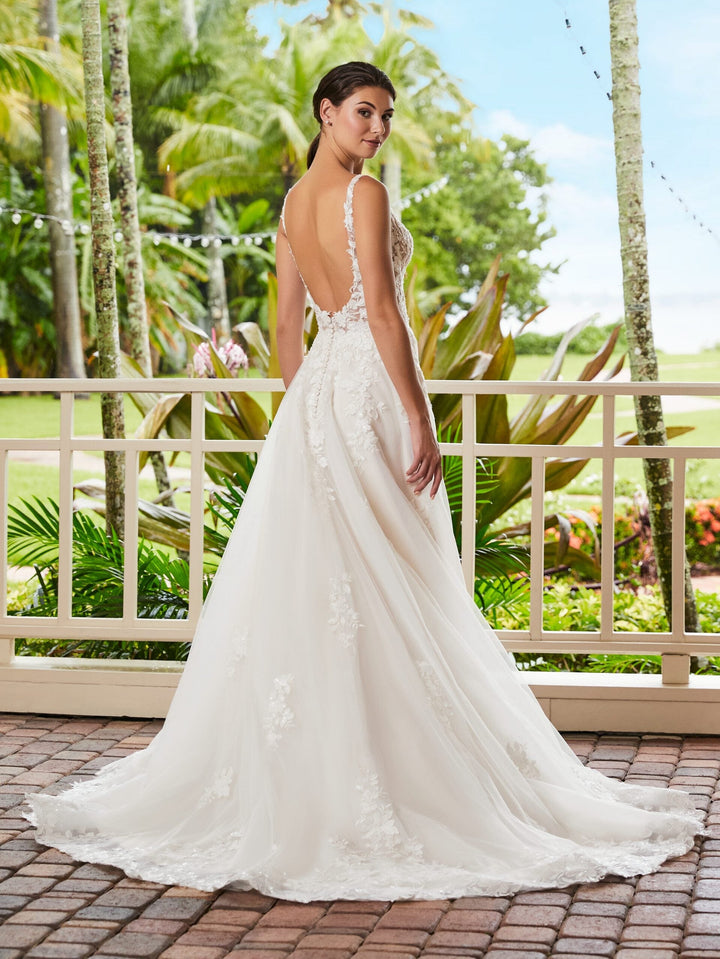 Sheer Applique Slit Bridal Gown by Adrianna Papell 31219