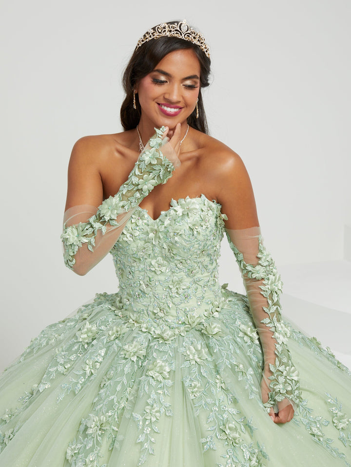 Sheer Glove Cape Quinceanera Dress by House of Wu 26070