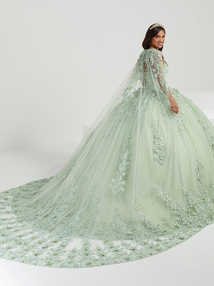 Sheer Glove Cape Quinceanera Dress by House of Wu 26070