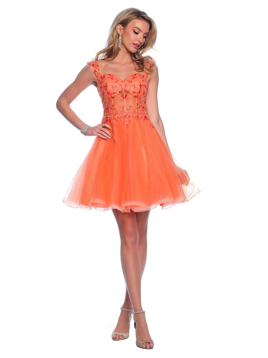 Short Cocktail Dress by Dave and Johnny 12038 Orange / 4 Short Cocktail Dress by Dave and Johnny 12038 Orange / 4
