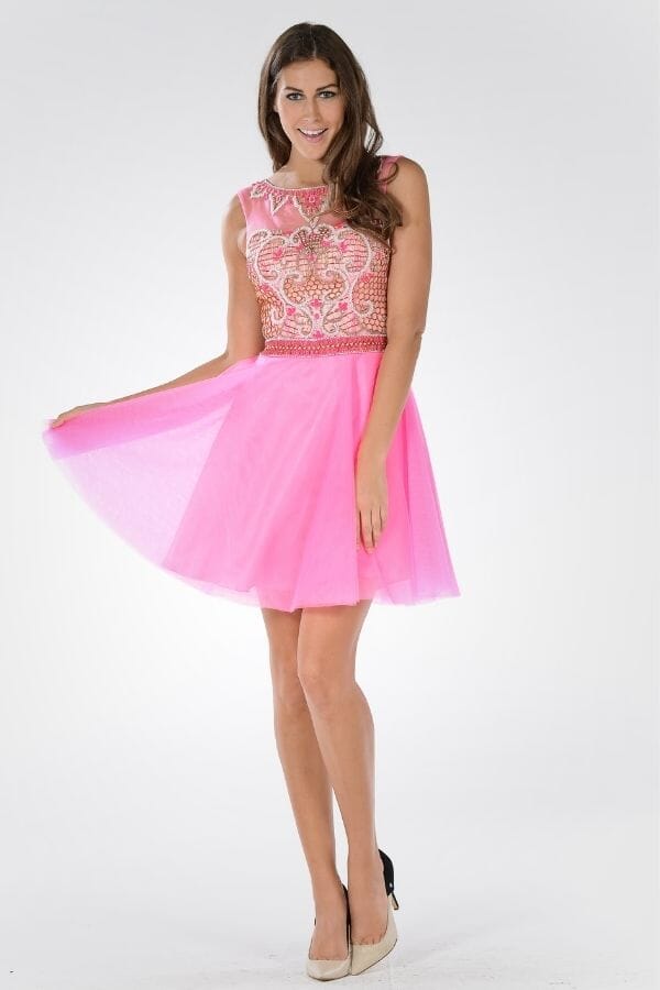 Short Dress with Embellished Bodice by Poly USA 7542
