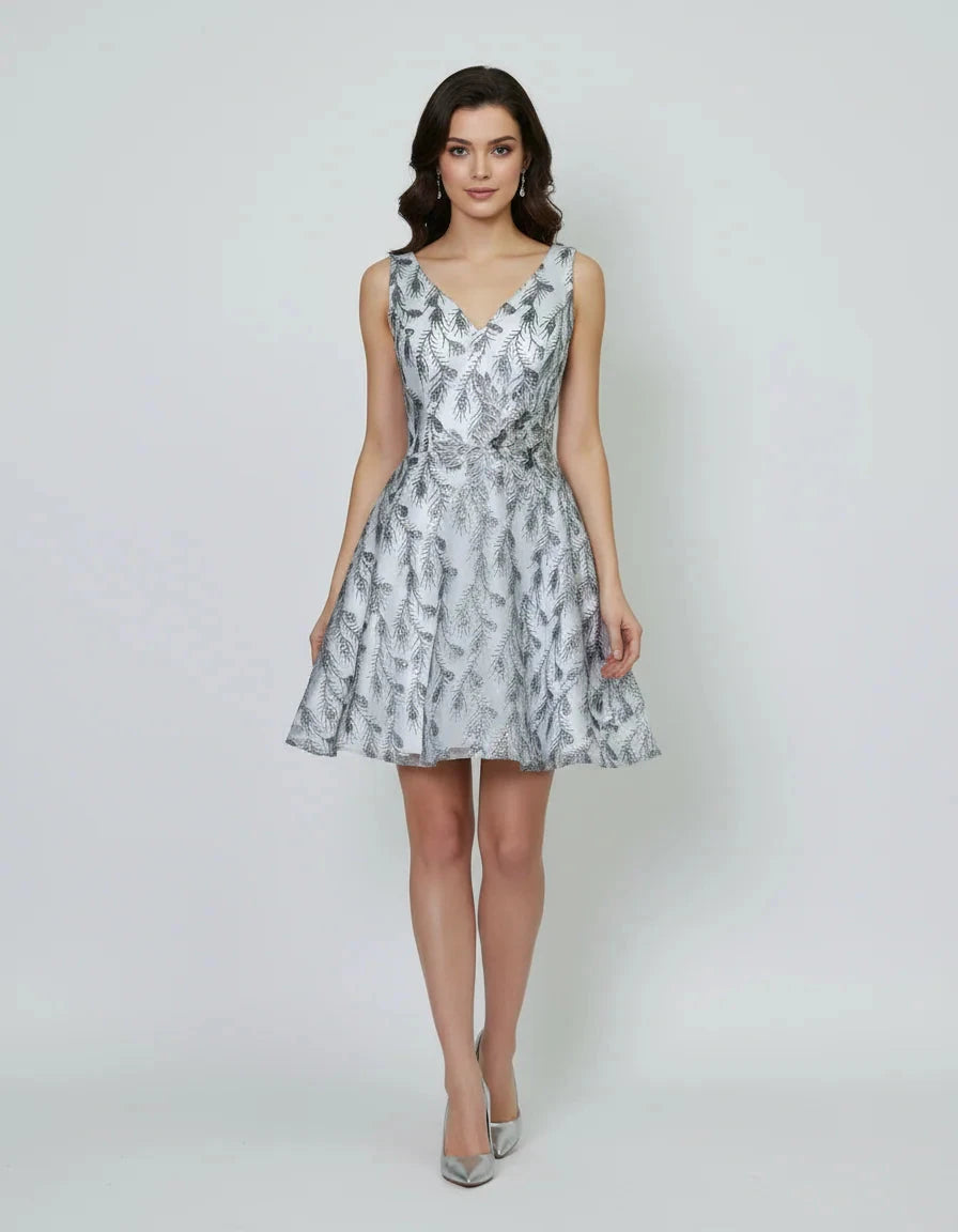 Short Glitter Print V-Neck Dress by Calla KY-72534