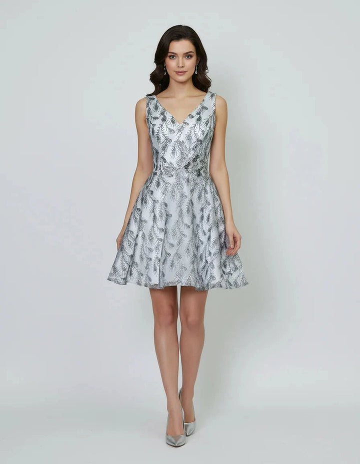 Short Glitter Print V-Neck Dress by Calla KY-72534