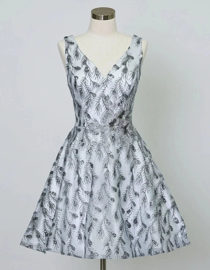 Short Glitter Print V-Neck Dress by Calla KY-72534