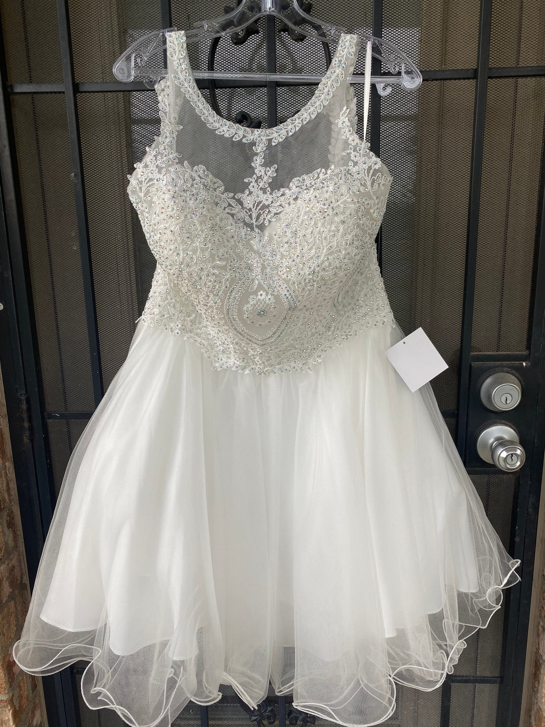 Short Lace Appliqued Dress by Cinderella Divine UJ0119 - Outlet