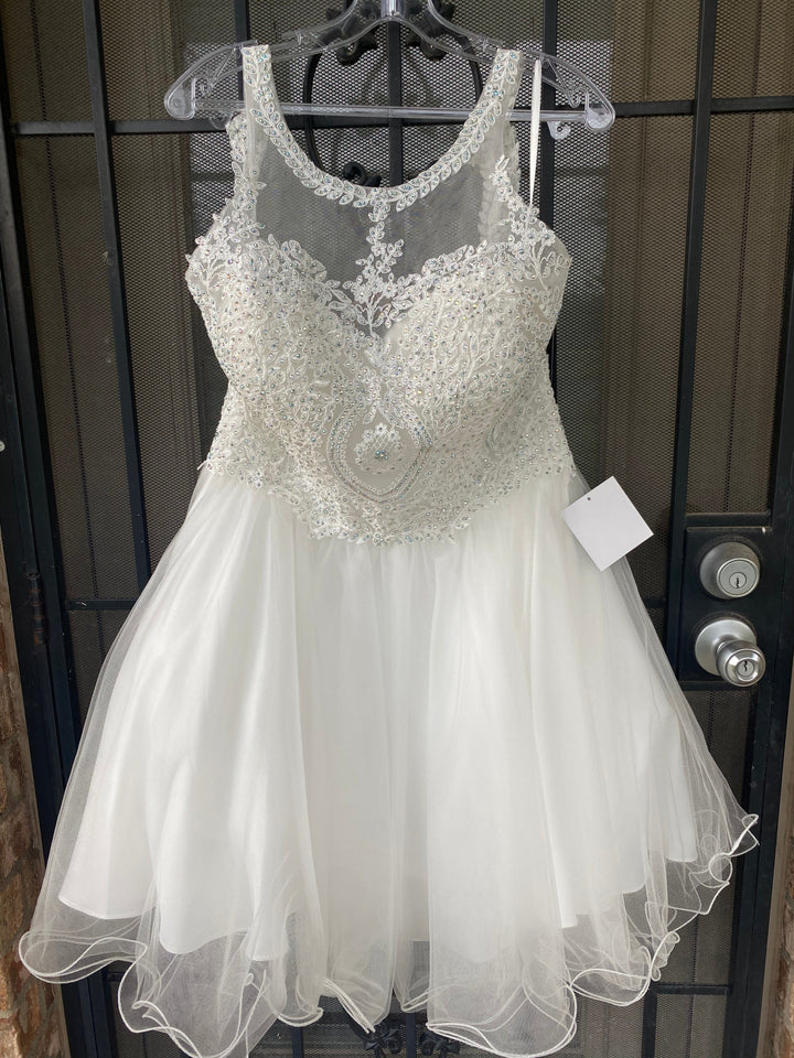 Short Lace Appliqued Dress by Cinderella Divine UJ0119 - Outlet