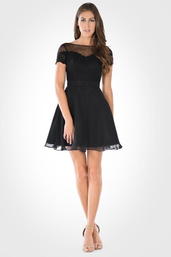 Short Lace Bodice Dress with Short Sleeves by Poly USA 7518