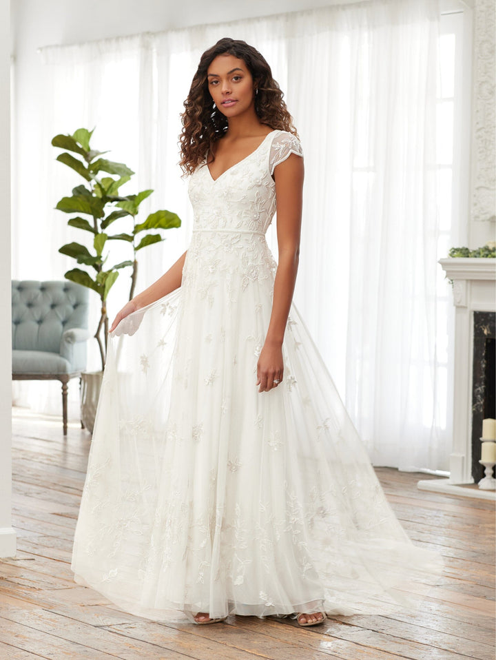 Short Sleeve Wedding Dress by Adrianna Papell 40383