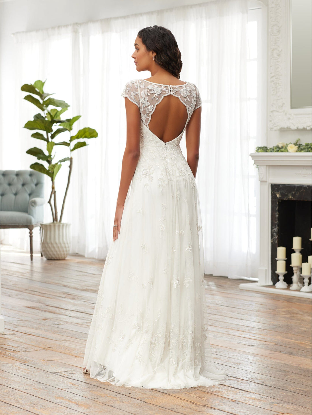 Short Sleeve Wedding Dress by Adrianna Papell 40383