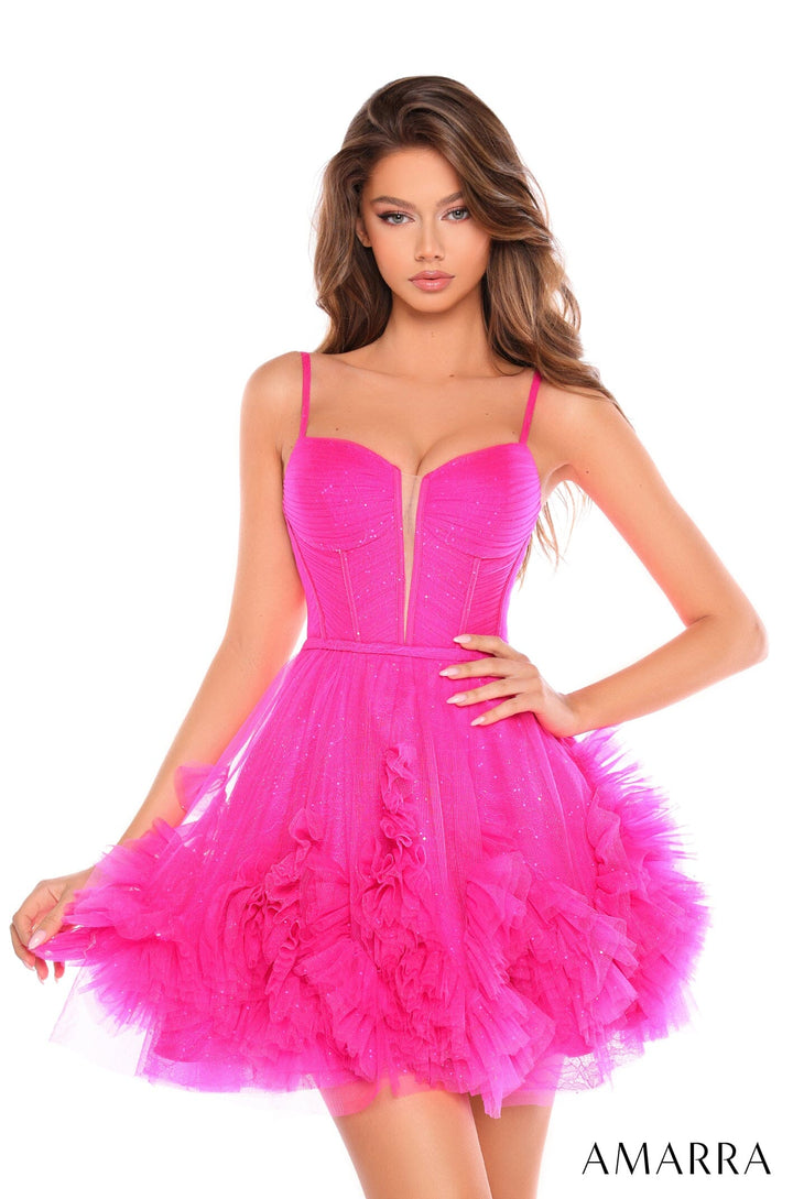 Short Sleeveless Corset Ruffled A-line Dress by Amarra 88677