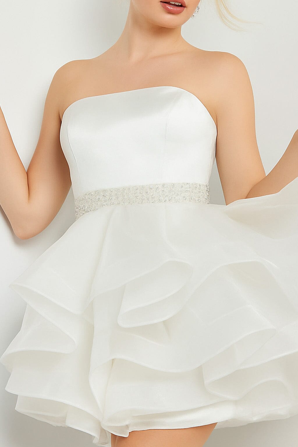 Short Strapless A-line Ruffled Dress by Jovani 22901