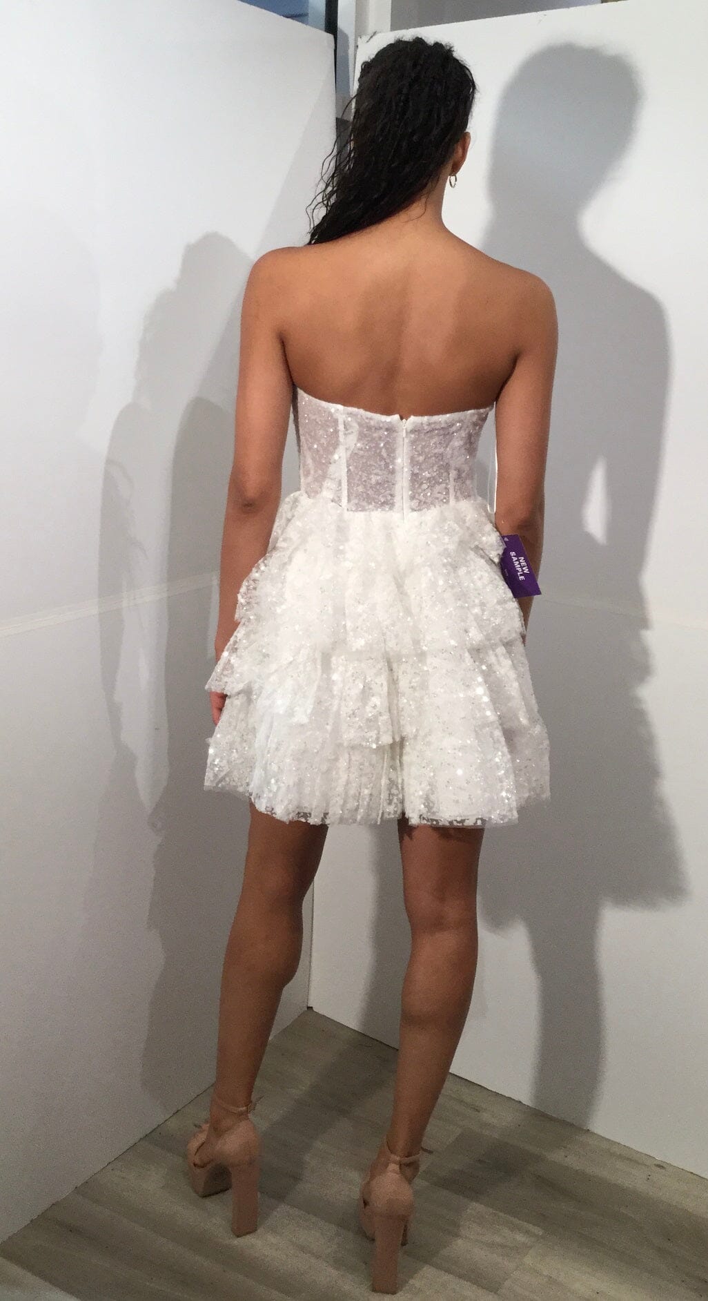 Short Strapless A-line Tiered Dress by Jovani 40030
