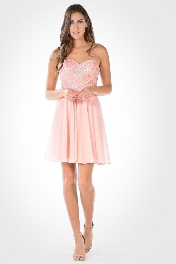 Short Strapless Dress with Sequined Top by Poly USA 7716