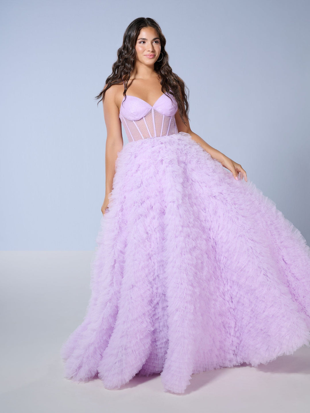 Sleeveless A-line Ruffled Gown by Tiffany Designs 16156