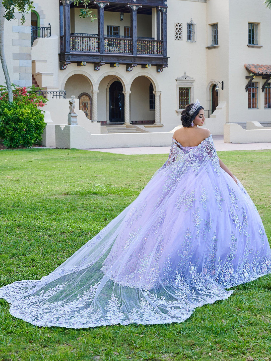 Sleeveless Cape Quinceanera Dress by House of Wu 26074