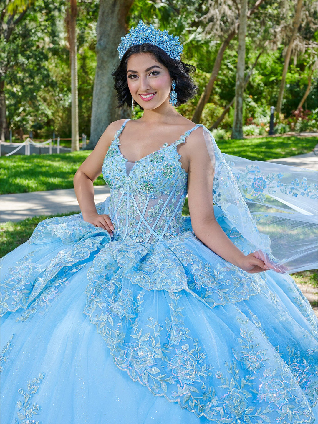 Sleeveless Cape Quinceanera Dress by House of Wu 26077