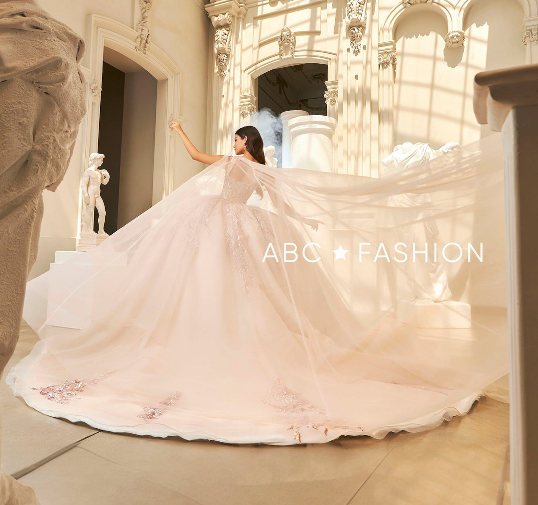 Sleeveless Cape Quinceanera Dress by Ragazza EV64-664