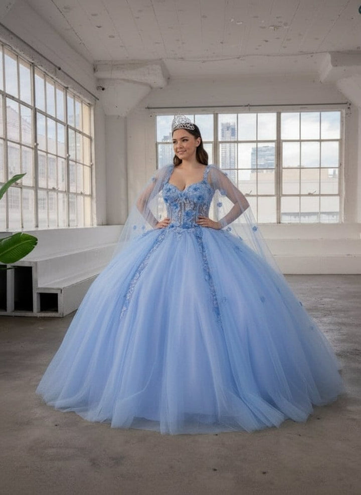 Sleeveless Cape Sleeve Ball Gown by Calla SCL-30006