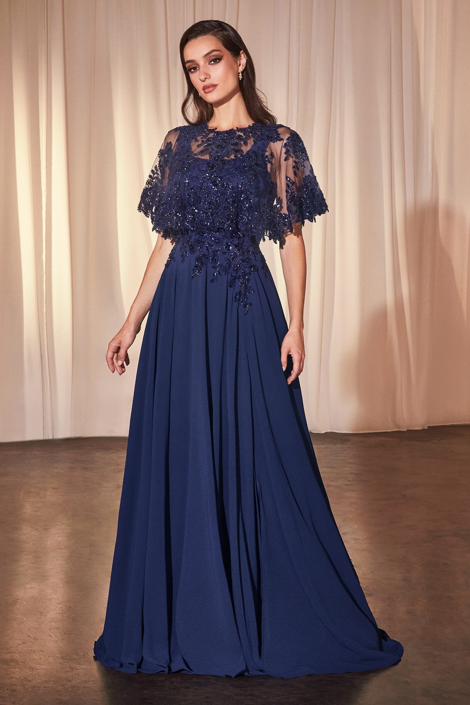 Sleeveless Capelet A-line Gown by Ladivine CDS503 – ABC Fashion