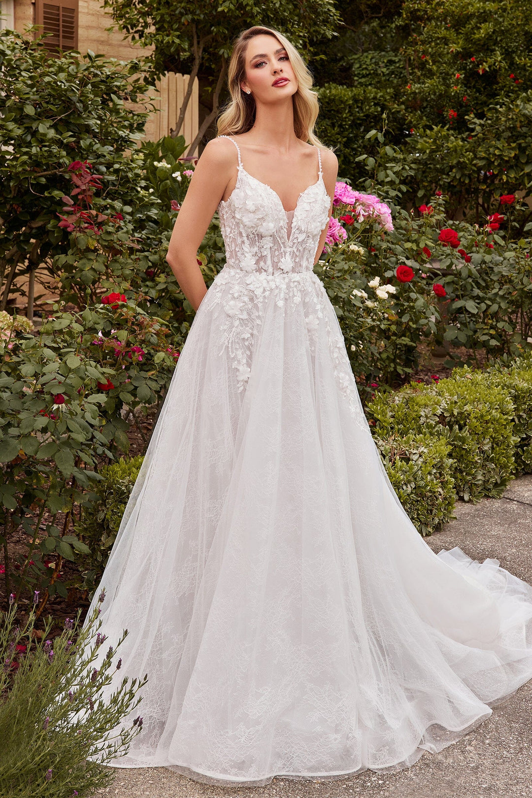 Sleeveless Lace A-line Wedding Dress by Ladivine CD857W