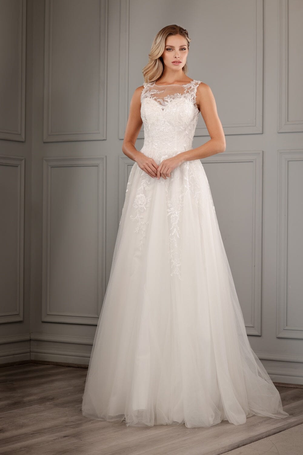 Sleeveless Lace Tulle Bridal Gown by Abby Lane 97141