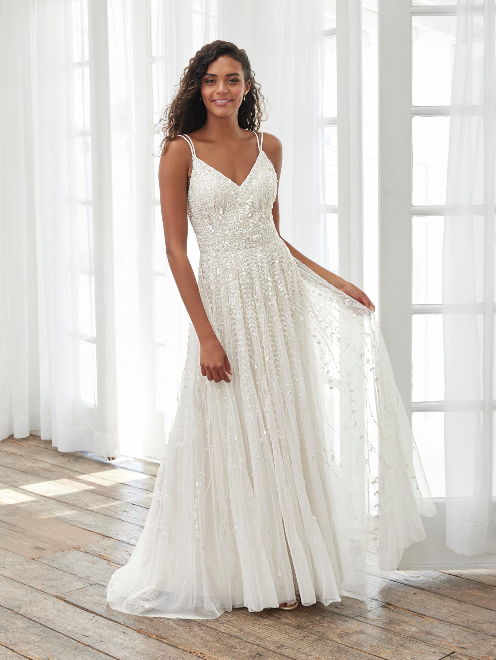 Sleeveless Swiss Dot Bridal Gown by Adrianna Papell 40404 ABC Fashion