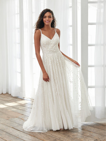 【海外限定】AdriannaPapell ドレス☆Ankle Length Lace White D sleeveless-swiss-dot-bridal-