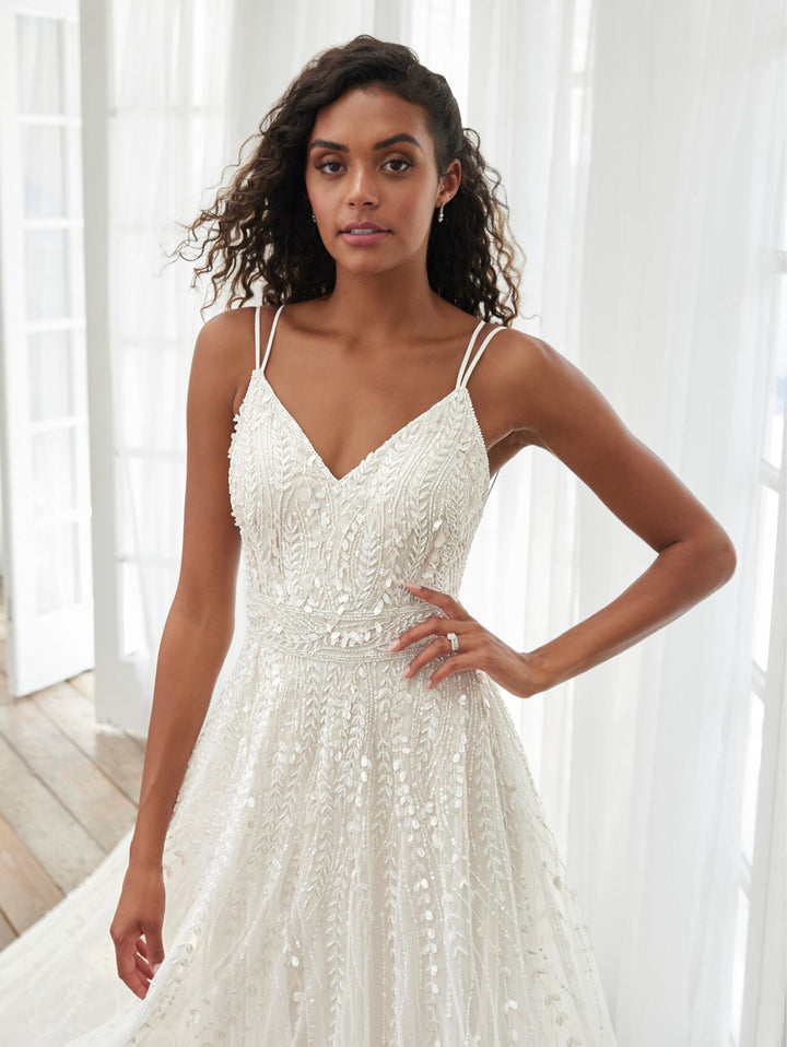 Sleeveless Swiss Dot Bridal Gown by Adrianna Papell 40404