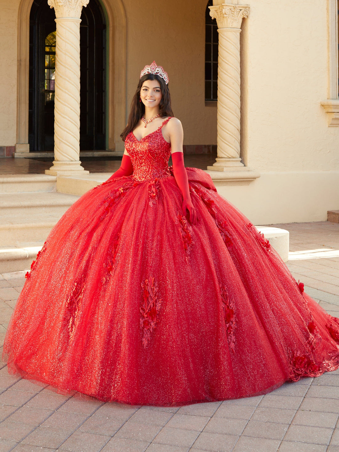 Sleeveless V-Neck Quinceanera Dress by House of Wu 26066