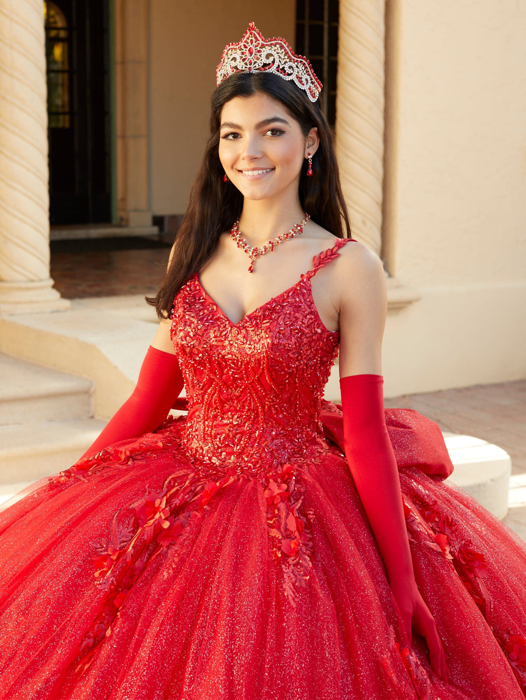 Sleeveless V-Neck Quinceanera Dress by House of Wu 26066