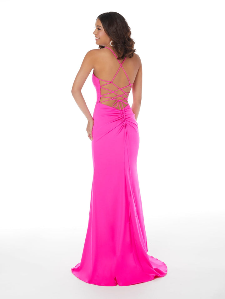 Spandex Fitted Lace-Up Back Gown by Studio 17 12858