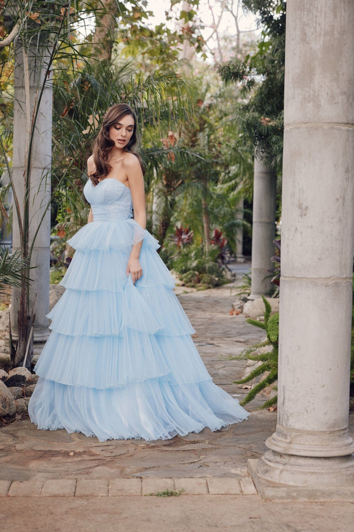Strapless A-line Tiered Ruffled Gown by Juliet JT2452K