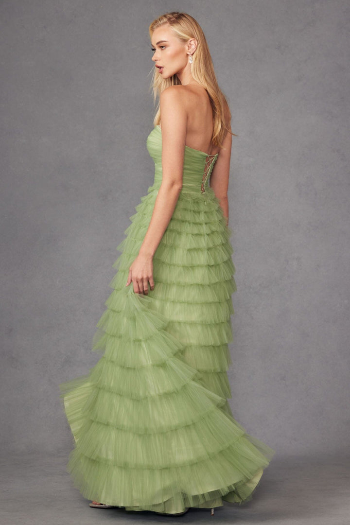 Strapless A-line Tiered Ruffled Gown by Juliet JT2456H