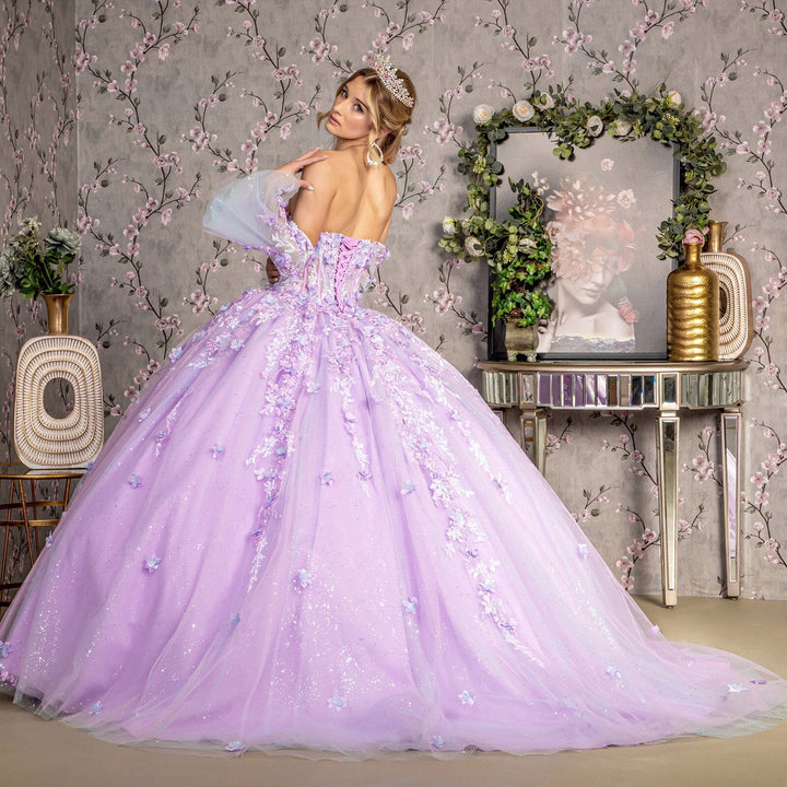Strapless Bell Sleeve Corset Ball Gown by GLS Gloria GL3470