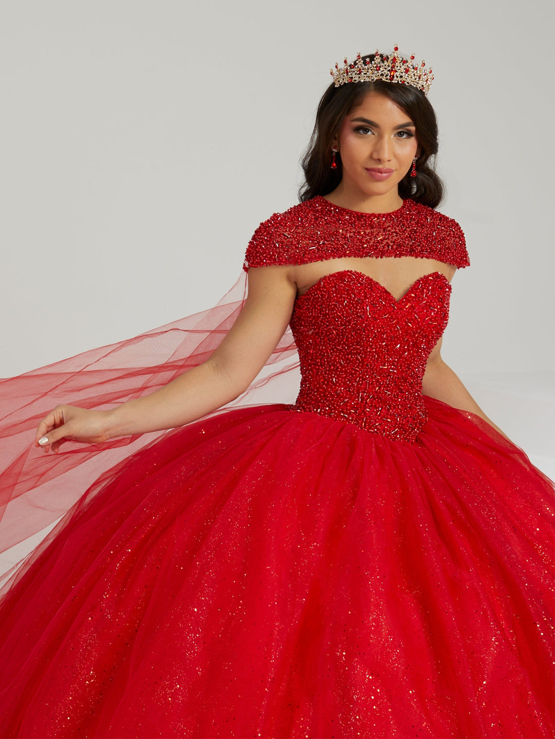 Strapless Cape Quinceanera Dress by Fiesta Gowns 56480