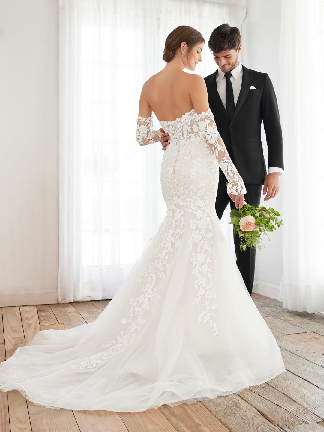Strapless Long Sleeve Bridal Gown by Adrianna Papell 31247