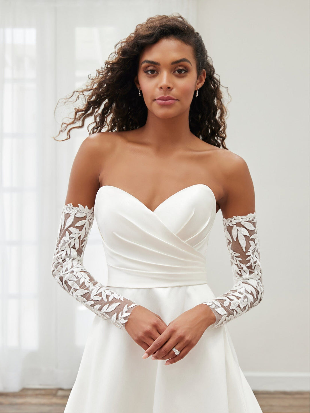 Strapless Long Sleeve Bridal Gown by Adrianna Papell 31254