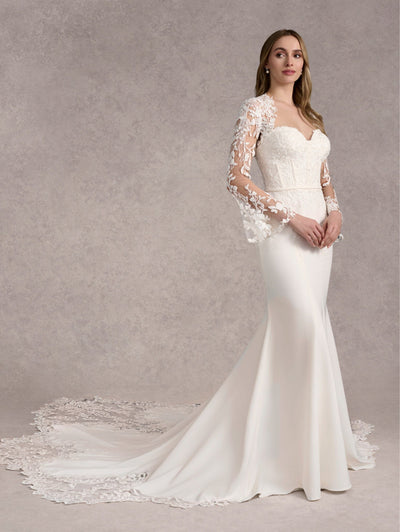 Strapless Long Sleeve Bridal Gown by Adrianna Papell 31265