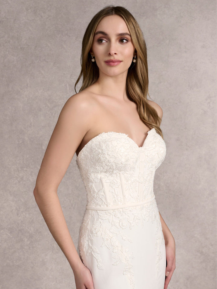 Strapless Long Sleeve Bridal Gown by Adrianna Papell 31265