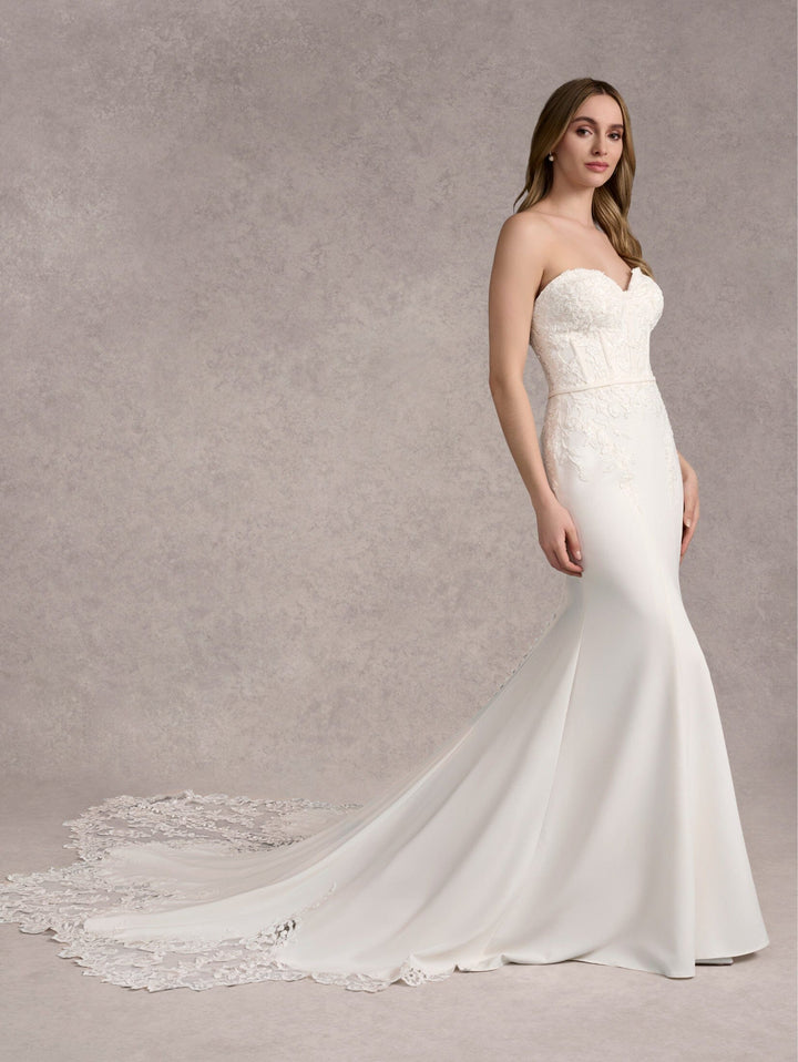 Strapless Long Sleeve Bridal Gown by Adrianna Papell 31265