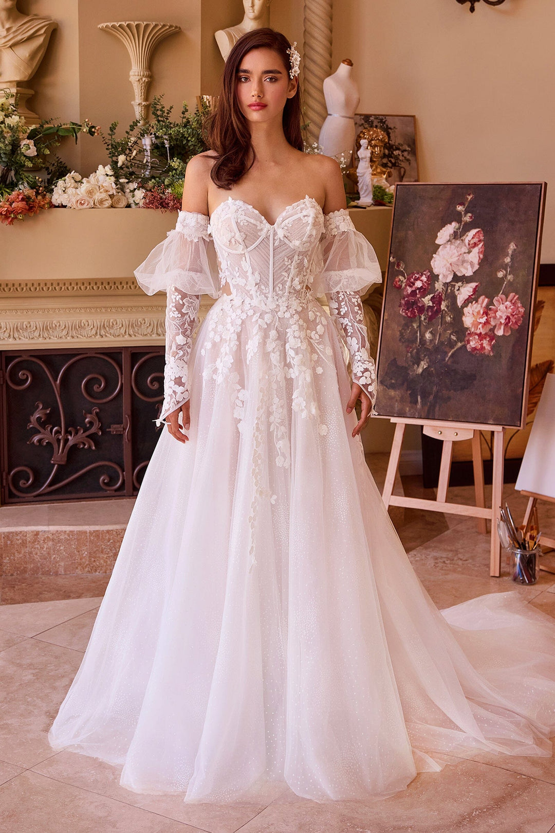 Strapless Long Sleeve Bridal Gown by Ladivine WL032 ABC Fashion Strapless Long Sleeve Bridal Gown by Ladivine WL032 ABC Fashion