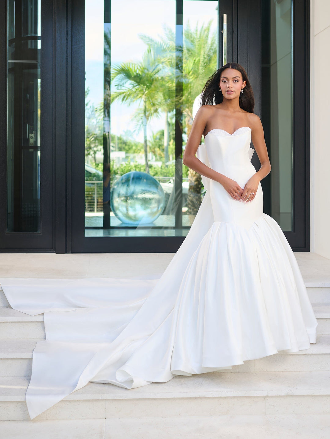 Stretch Mikado Mermaid Gown in Light Ivory