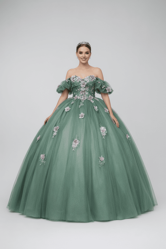 Strapless Puff Sleeve Ball Gown by Calla SCL-30009