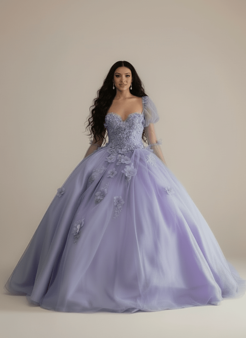 Strapless Puff Sleeve Ball Gown by Calla SCL-30009